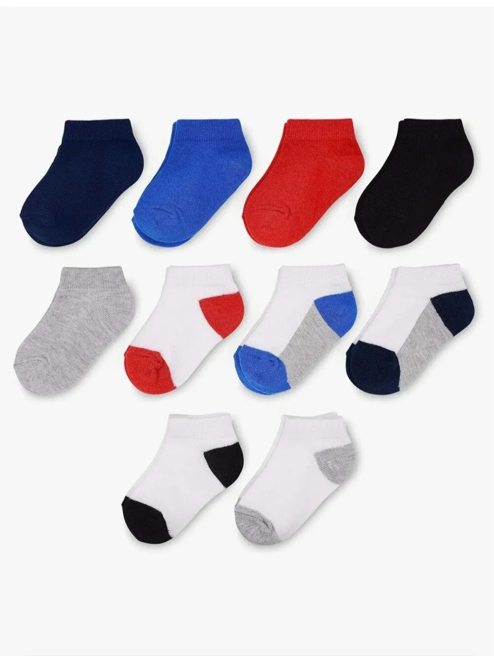 NEW Fruit of the Loom 10-Pair Toddler Boys' Low Cut Everyday Socks; 18-36 Months
